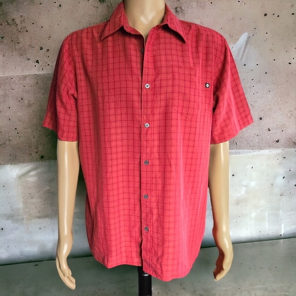 NWT MARMOT ( L ) FOR LIFE Red Plaid ("Eldridge Redstone" Short Sleeve Button Up - Picture 5 of 7